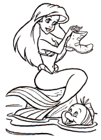 A coloring page of the little mermaid